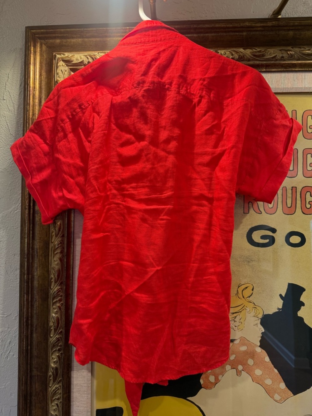 Ralph Lauren Bright Red linen tie front Shirt - Medium - Picture 4 of 4